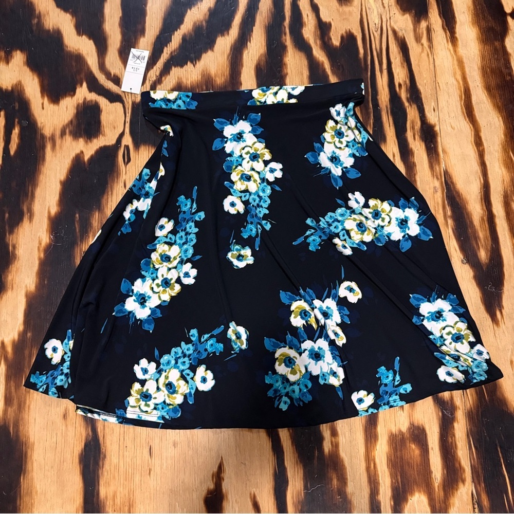 George‎ Blue Pleated Skater Midi Skirt Cocktail
